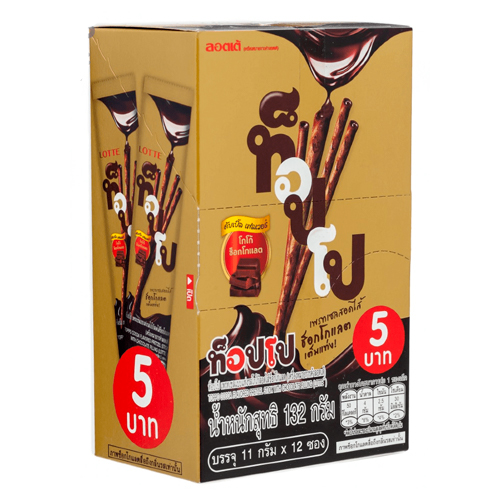 Бисквитные палочки Lotte Toppo с какао начинкой   11гр
