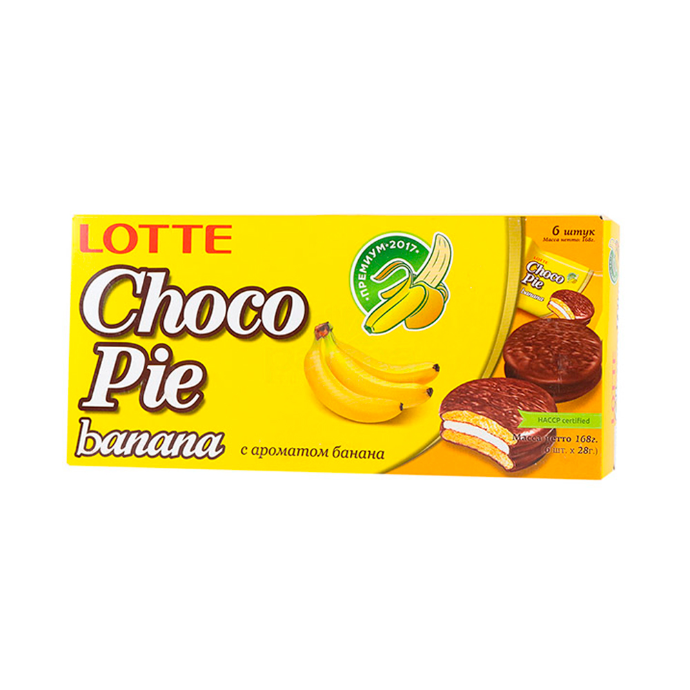Печенье Lotte с ароматом банана   168гр