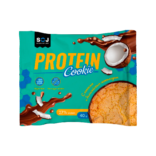 Печенье Protein Cookie с кокосом покрытое мол. шоколадом 40гр.