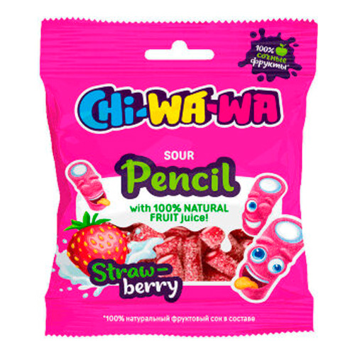Жев.мармелад Chi-Wa-Wa Sour Pencil Strawberry  60гр