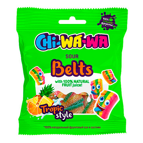 Жев.мармелад Chi-Wa-Wa Sour Belts Tropic Style  60гр