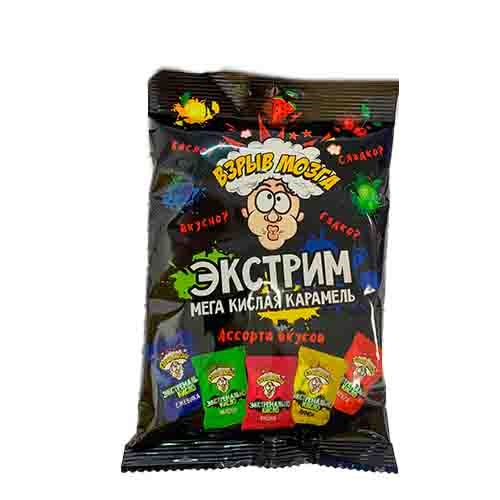 Карамель Взрыв Мозга Экстрим мега кислая (ассорти, 5 вкусов)   56гр