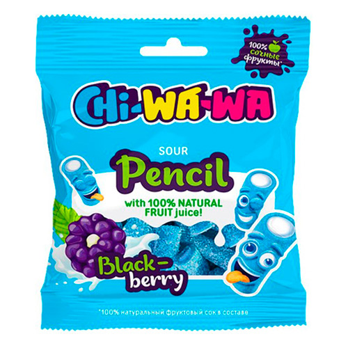 Жев.мармелад Chi-Wa-Wa Sour Pencil Black-berry  60гр