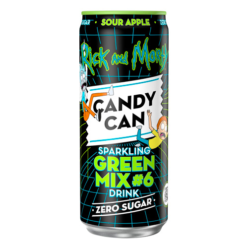 Газ.напиток Candy Can Rick & Morty Green Mix Sour Apple Zero Sugar м ж/б 330мл