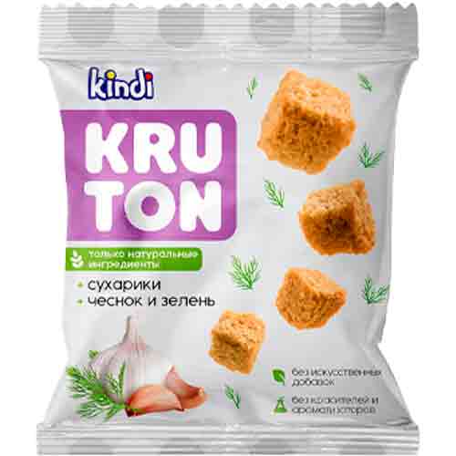 Сухарики KINDI со вкусом чеснока и зелени 30гр