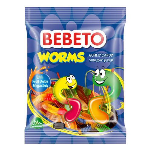 Жев.мармелад Bebeto Worms со вкусом лимона, клубники, апельсина и яблока 70гр