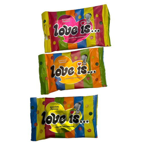 Конфеты Love is в кислой обсыпке ассорти вкусов   42гр