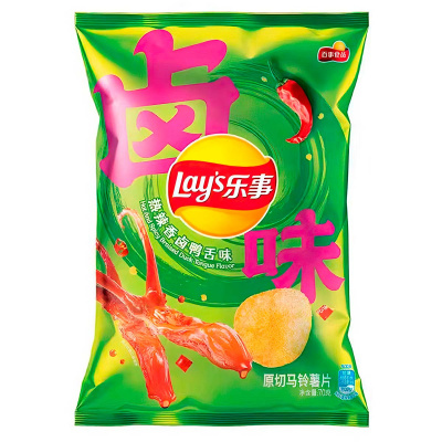 Чипсы Lay's со вкусом пряного тушеного утиного языка   70гр