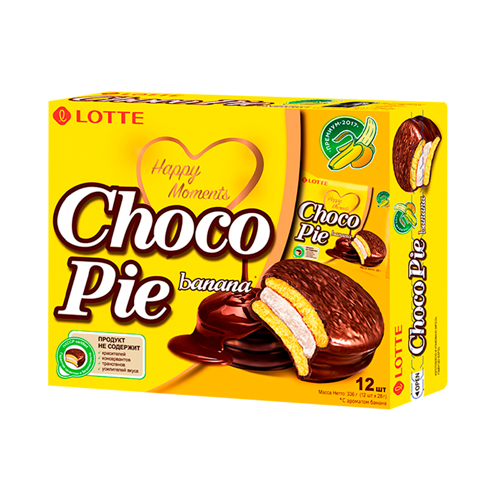 Печенье Lotte с ароматом банана   336гр