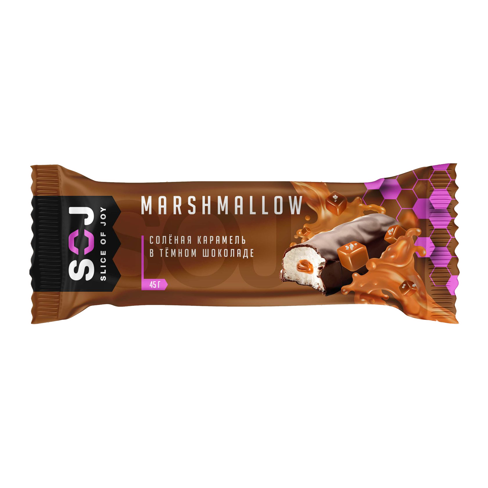 MARSHMALLOW батончик SOJ с соленой карамелью в молочном шоколаде 30г