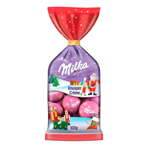 Шоколадные шарики Milka Weihnachts-Kugeln Knusper-Crème   100гр