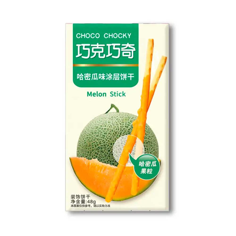 Бисквитные палочки QiaoKeQiaoQi в глазури со вкусом дыни   48гр