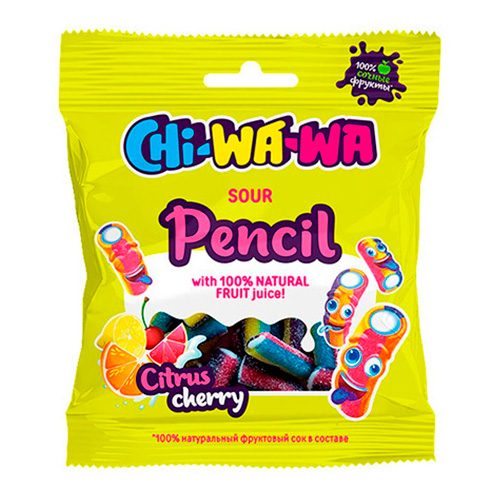 Жев.мармелад Chi-Wa-Wa Sour Pencil Citrus Cherry  120гр