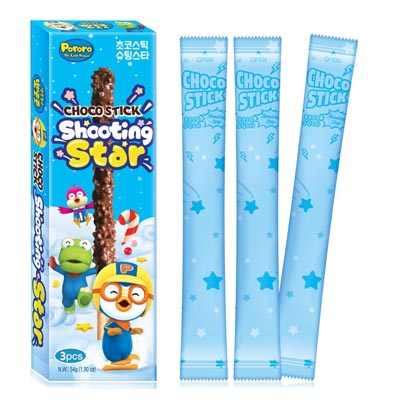 Шоколадные палочки Pororo Choco Stick shooting star 54р