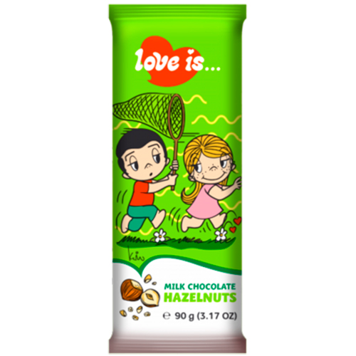 Шоколад Love is с кусочками фундука 90гр.
