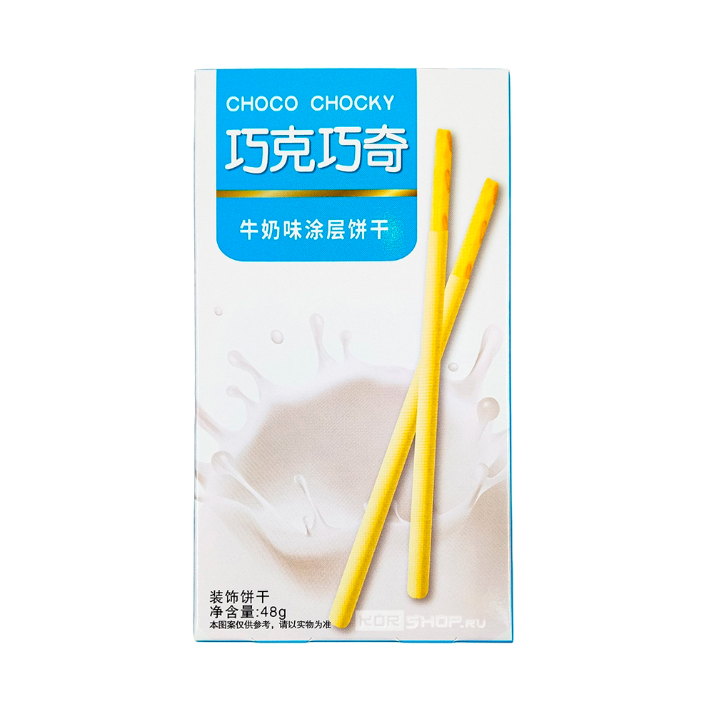 Бисквитные палочки QiaoKeQiaoQi в глазури с молочным вкусом   48гр