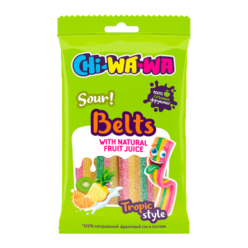 Жев.мармелад Chi-Wa-Wa Sour Belts Tropic Style  80гр