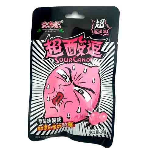 Леденцы Hong Tai Kee  Super Sour Strawberry  23гр