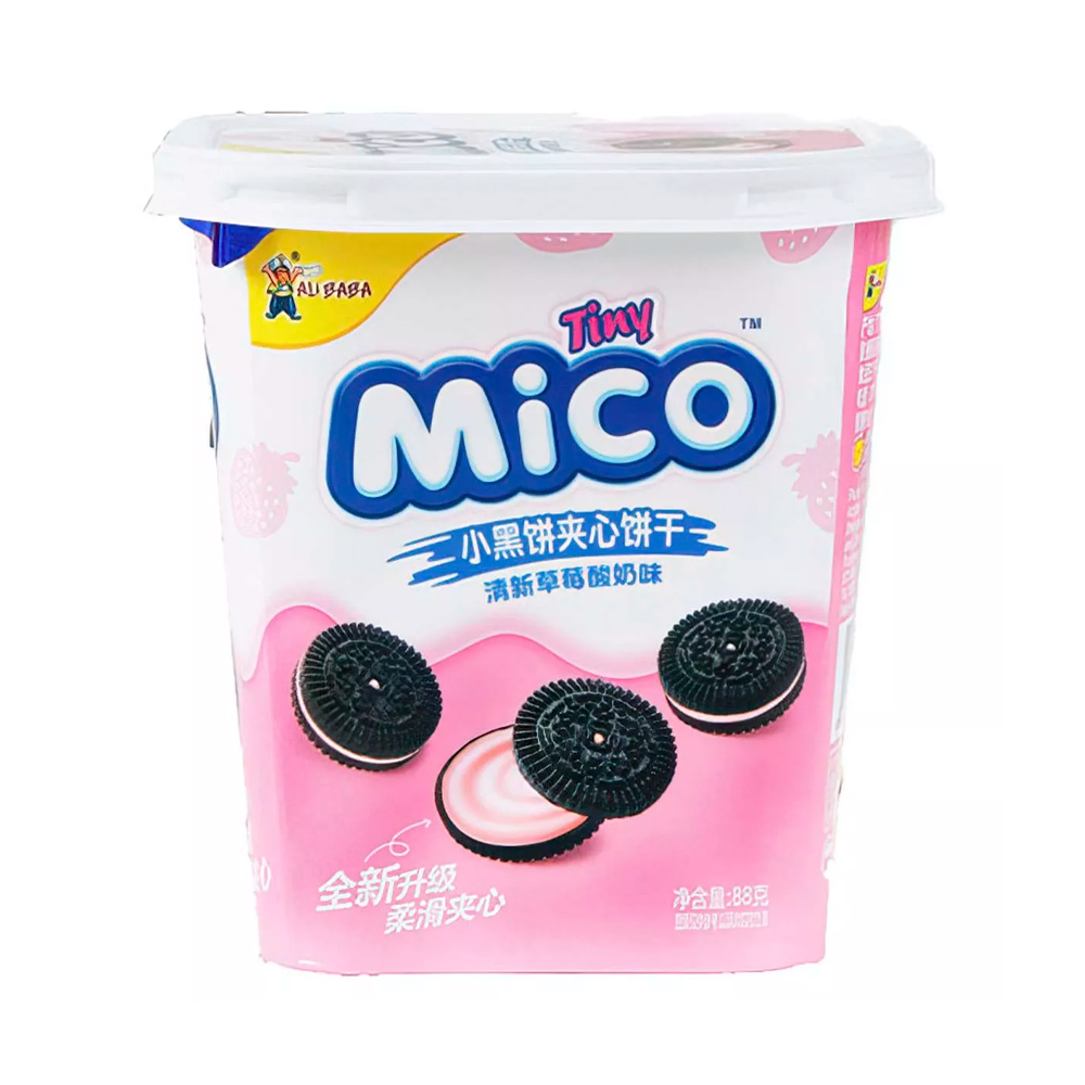 Печенье Tiny Mico Black Sandwich Strawberry Yogurt   88гр