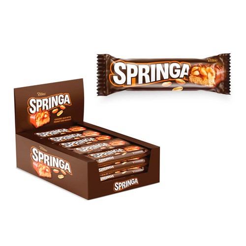 Батончик Springa с арахисом нугой и карамелью   45гр