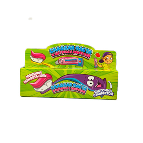Сладкая паста  Super Joker щеточка с конфетой со вкусом клубники   20гр