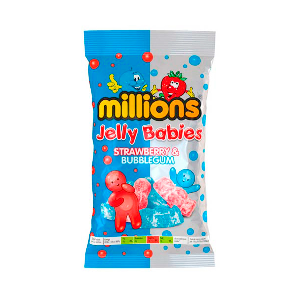 Жев.мармелад Millions Jelly Babies Strawberry & Bubble Gum   150гр