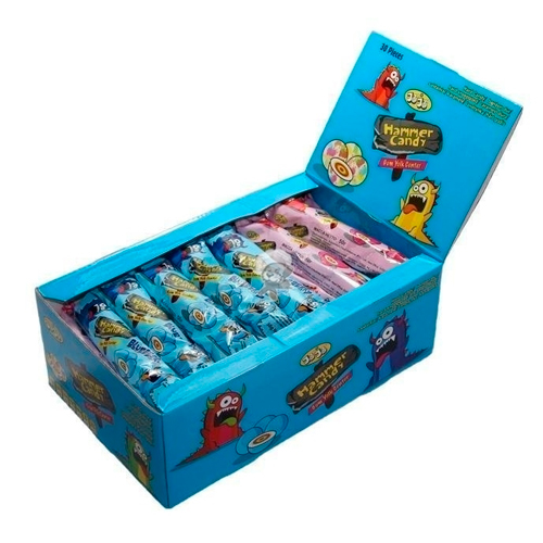 Карамель с жев. резинкой со вкусом черники JoJo Hammer Candy 20гр