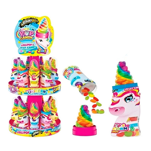 Леденец Johny Bee Unicorn Pop&Candy Display   50гр