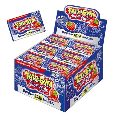 Жев. резинка "Тату-Бум Super Style" со вкусом клубники 12гр.