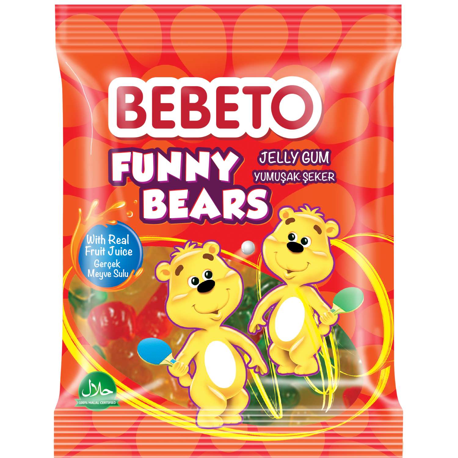 Жев.мармелад Bebeto Funny Bears со вкусом лимона, клубники, апельсина и яблока 70гр