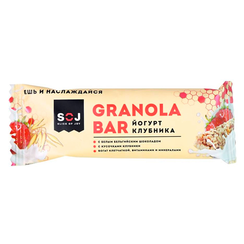 Злаковый батончик GRANOLA BAR со вкусом йогурта и клубники 40г