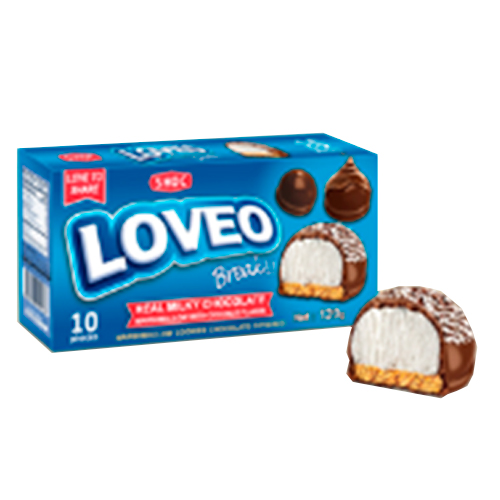 Маршмеллоу с печеньем Loveo в мол. шоколаде с кокосовой стружкой(синяя пачка) 120гр