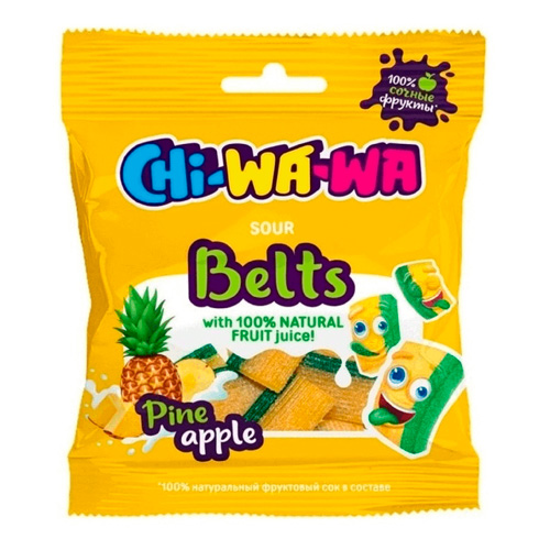 Жев.мармелад Chi-Wa-Wa Sour Belts  Pineapple  60гр
