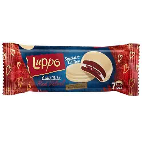 Сендвич кекс Luppo Red Velvet с клубничной начинкой в белом шоколаде 182гр
