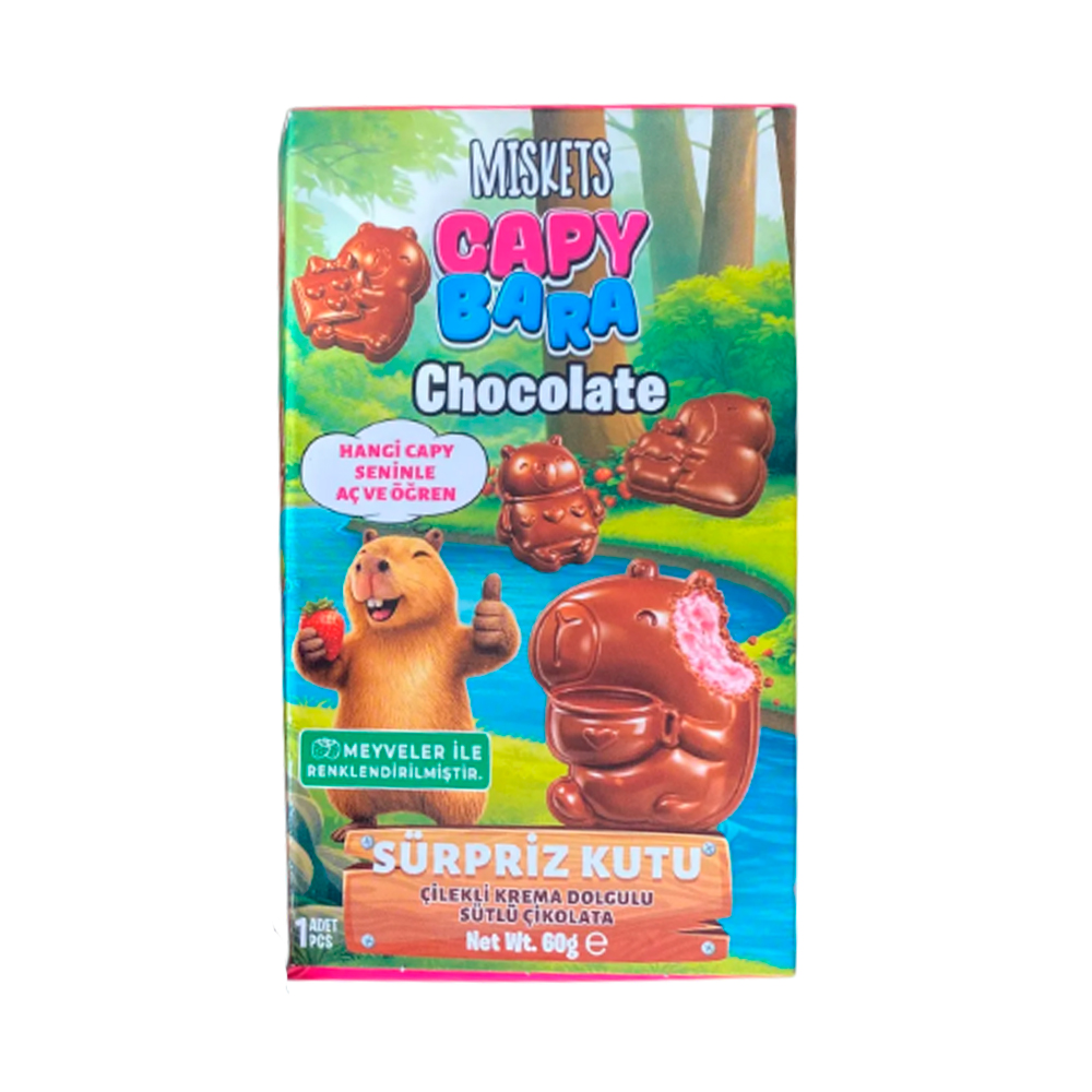 Шоколад фигурный Miskets CAPY BARA  c клубнично-кремовой начинкой   60гр
