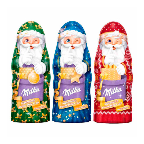 Шоколад фигурный Milka Weihnachtsmann Alpenmilchschokolade Design Edition   90гр